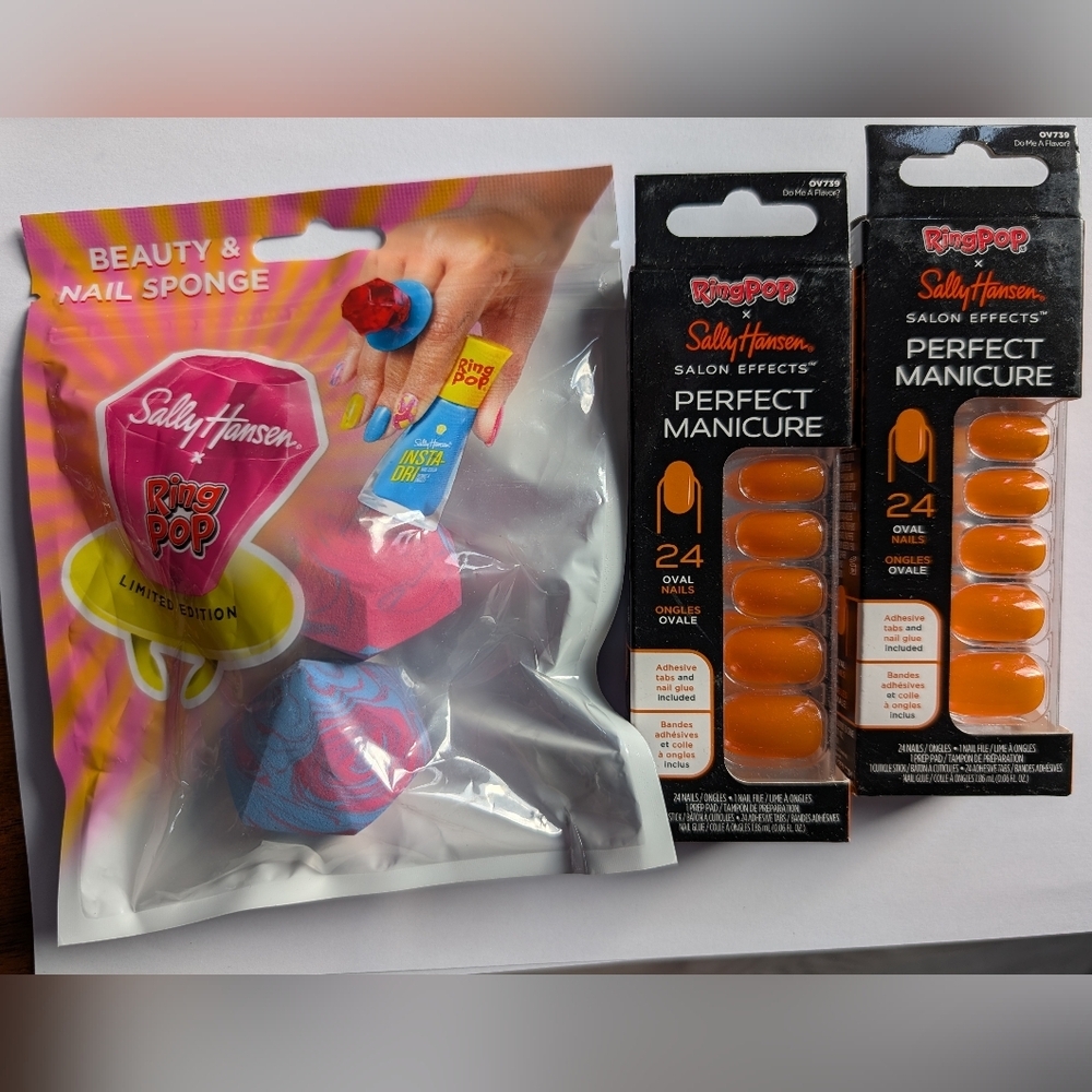 Sally Hansen x Ring Pop Limited Edition Press On Nail & Makeup Sponge Set New